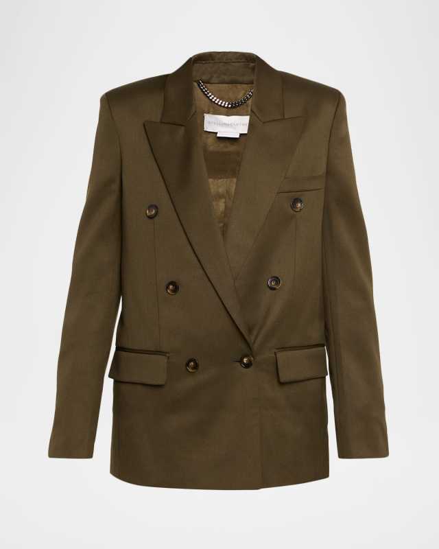 Shiny Wool Double-Breasted Jacket